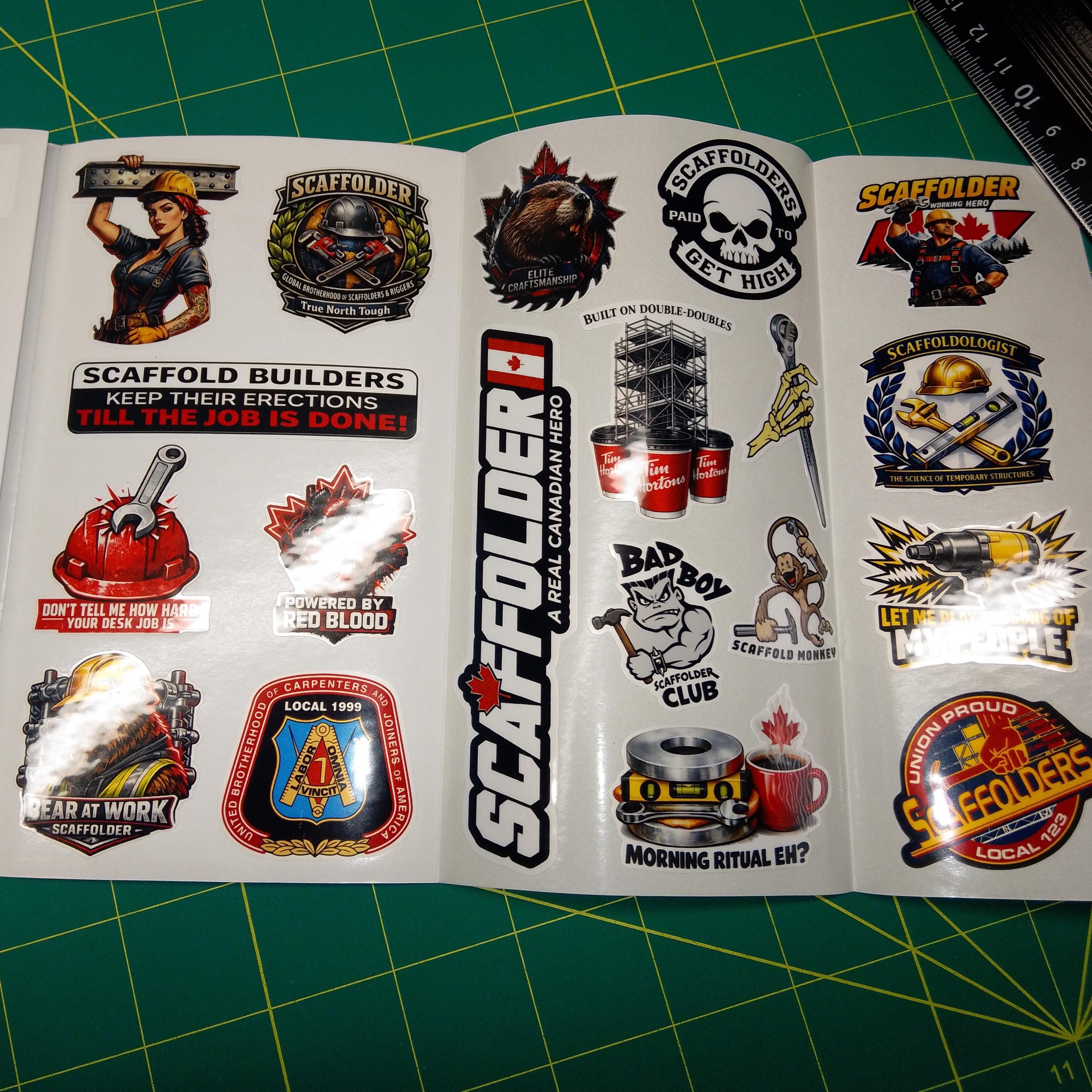 Canadian Scaffolder Sticker Pack – 30+ Waterproof Construction Stickers