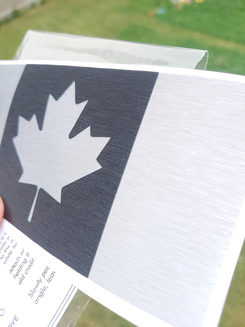 Canada Flag Decal – Brushed Black 3M Vinyl with Silver Maple Leaf