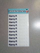 20 Personalized Iron-On Name Tags – 1.5" Clothing Labels