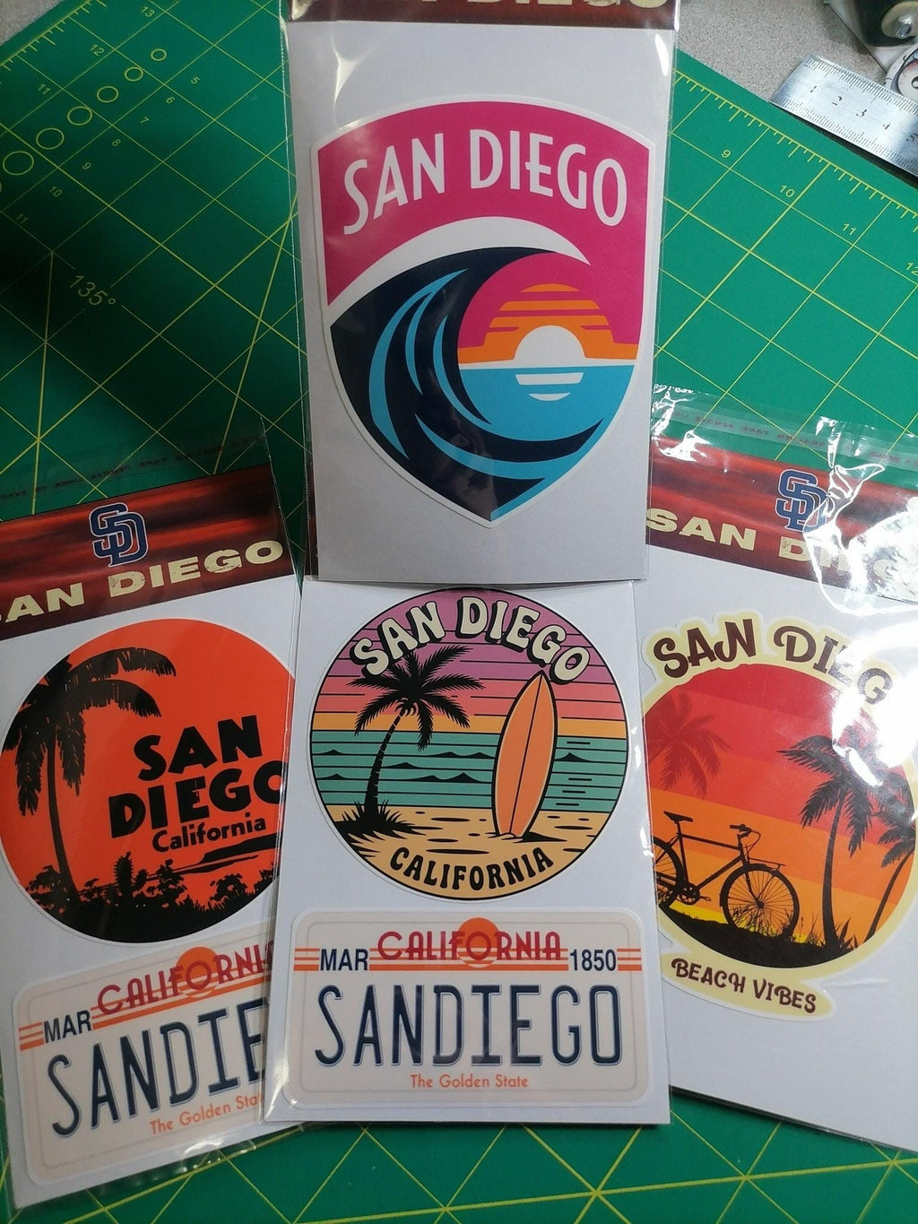 San Diego Vinyl Sticker – 4 Beach and Surf Designs