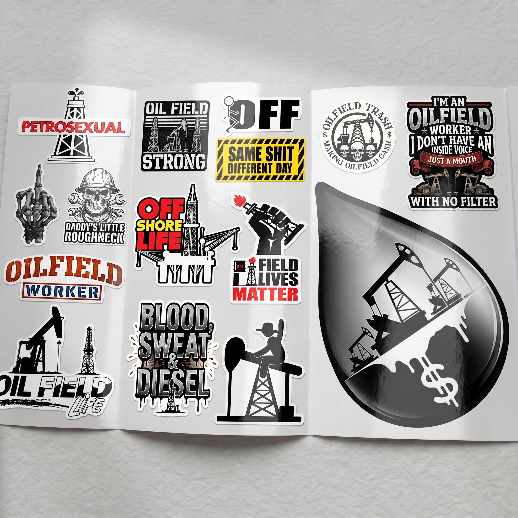 Oilfield Worker Sticker Pack – 30 Waterproof Vinyl Stickers