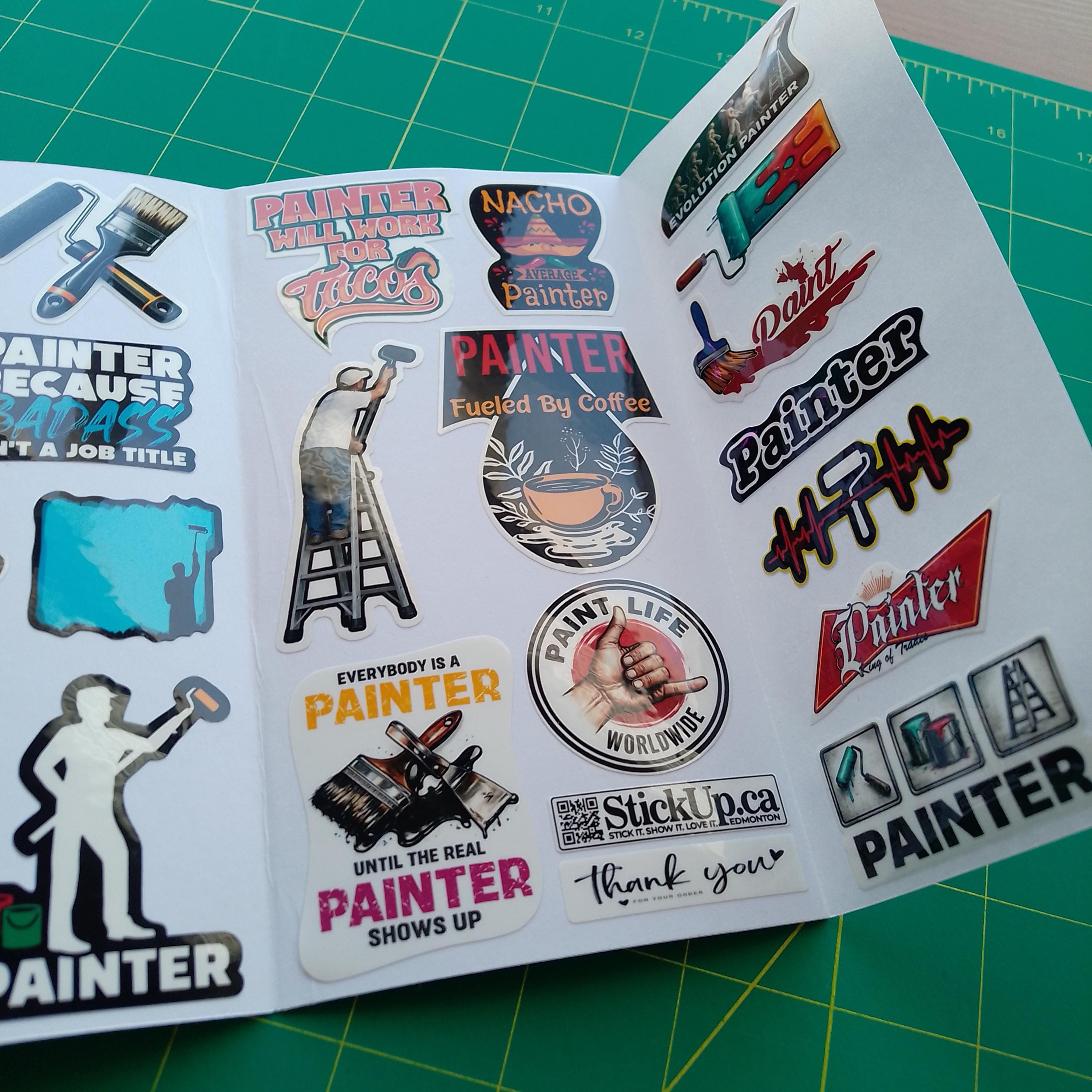 Funny Painter Sticker Pack – 20+ Waterproof Vinyl Tool Stickers