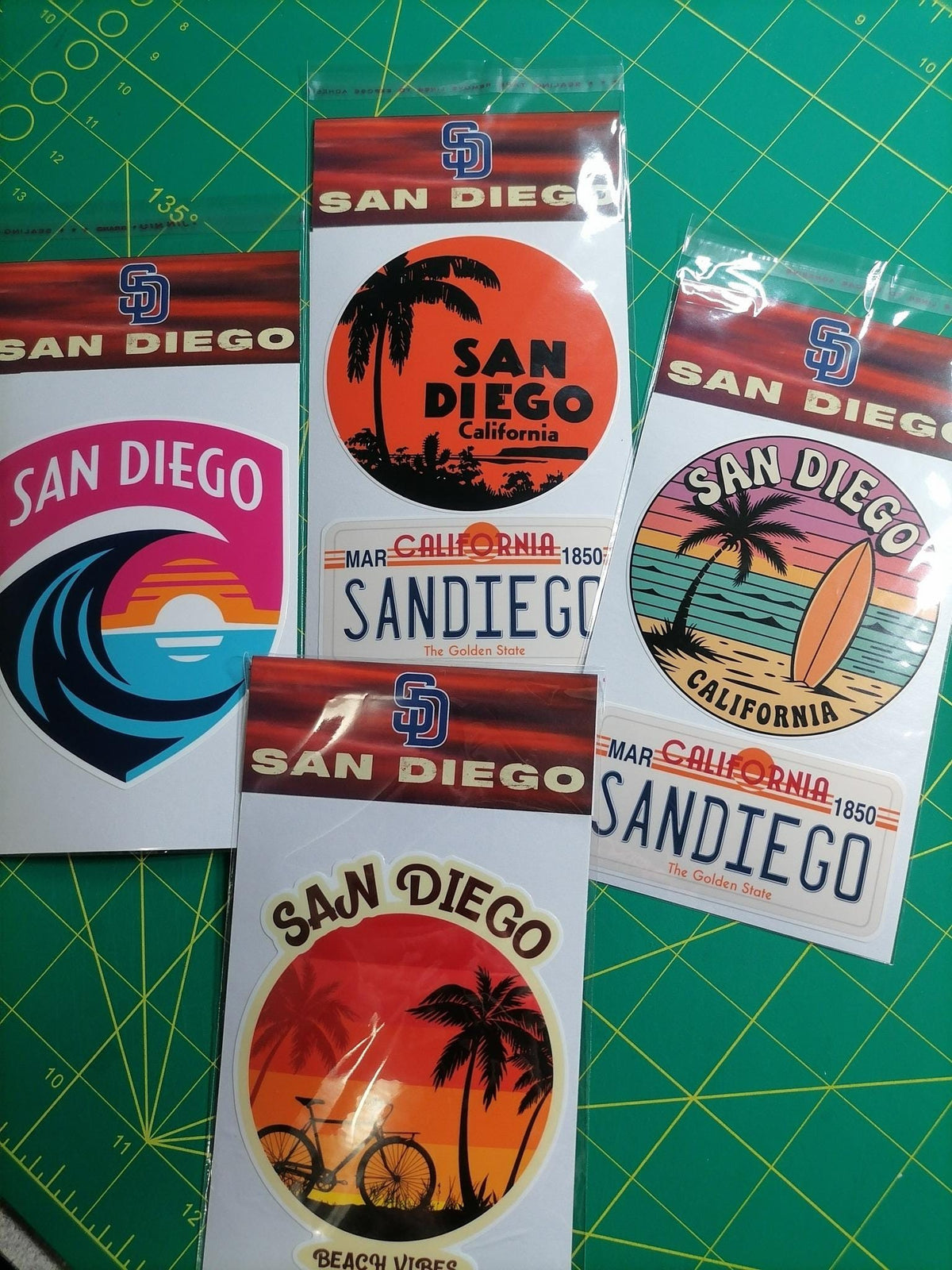 San Diego Vinyl Sticker – 4 Beach and Surf Designs