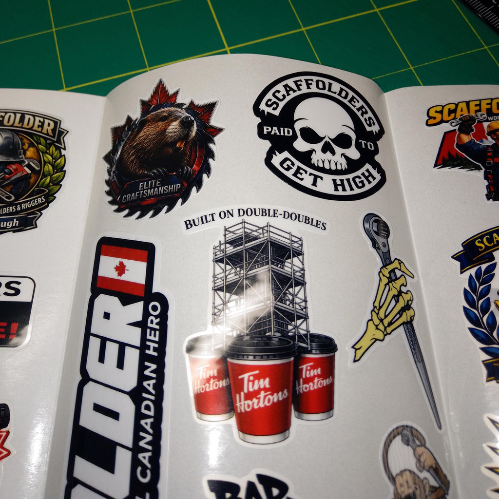 Canadian Scaffolder Sticker Pack – 30+ Waterproof Construction Stickers