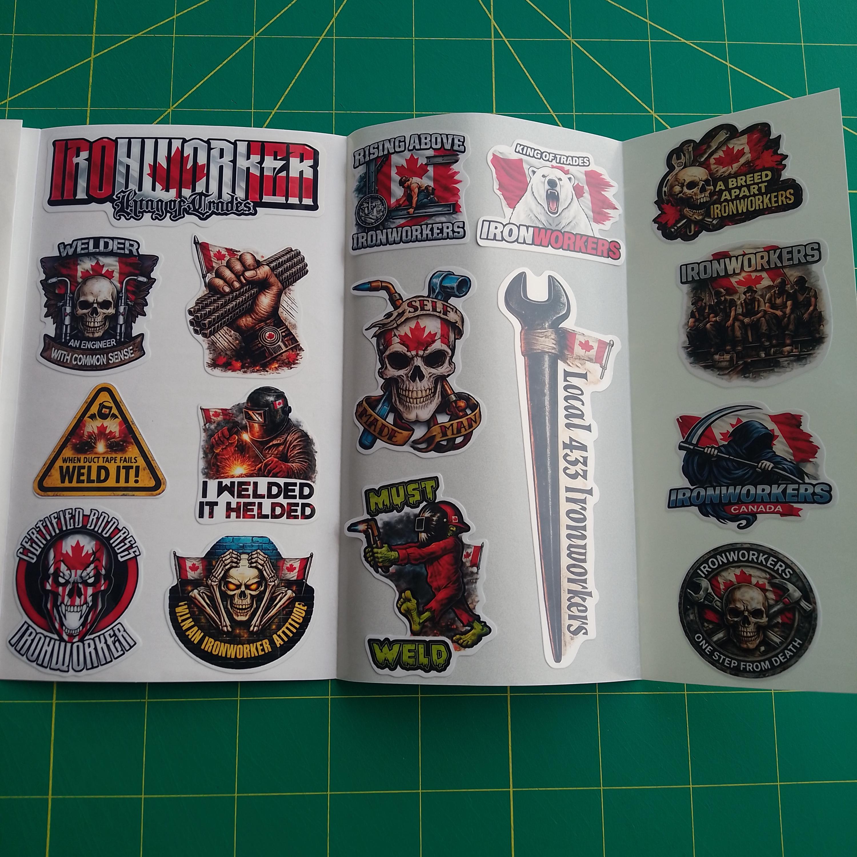 Canadian Ironworker Sticker Pack – 30+ Waterproof Vinyl Stickers