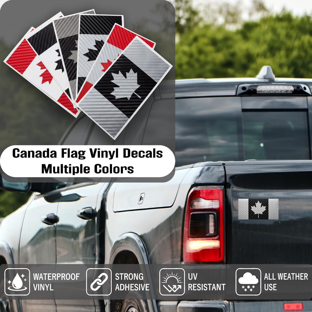 Canada Flag Carbon Fiber Decal – 7 Color Options