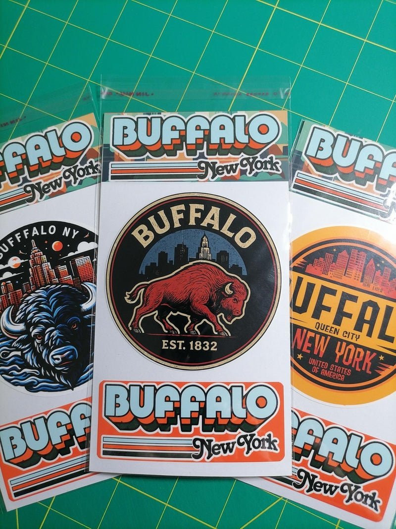Buffalo New York Sticker Set – 2 Waterproof Retro Vinyl Decals
