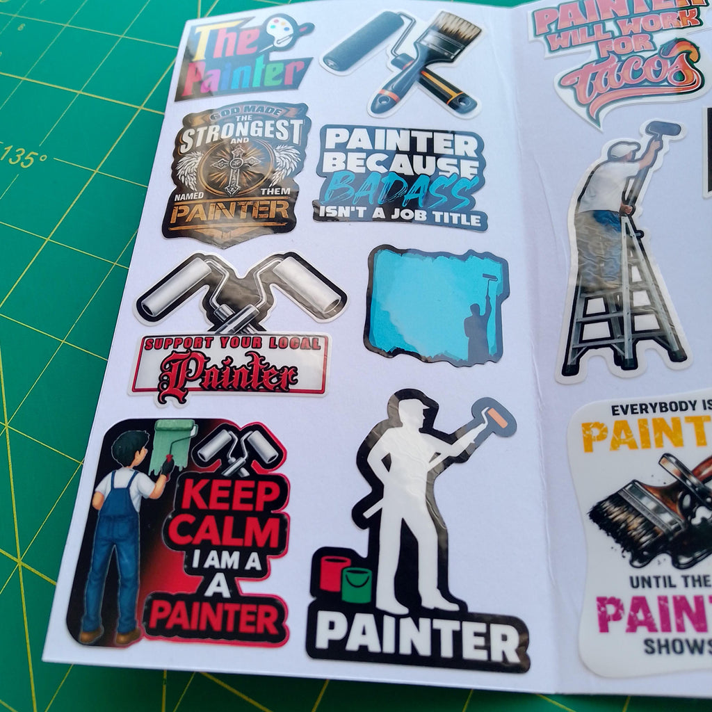 Funny Painter Sticker Pack – 20+ Waterproof Vinyl Tool Stickers