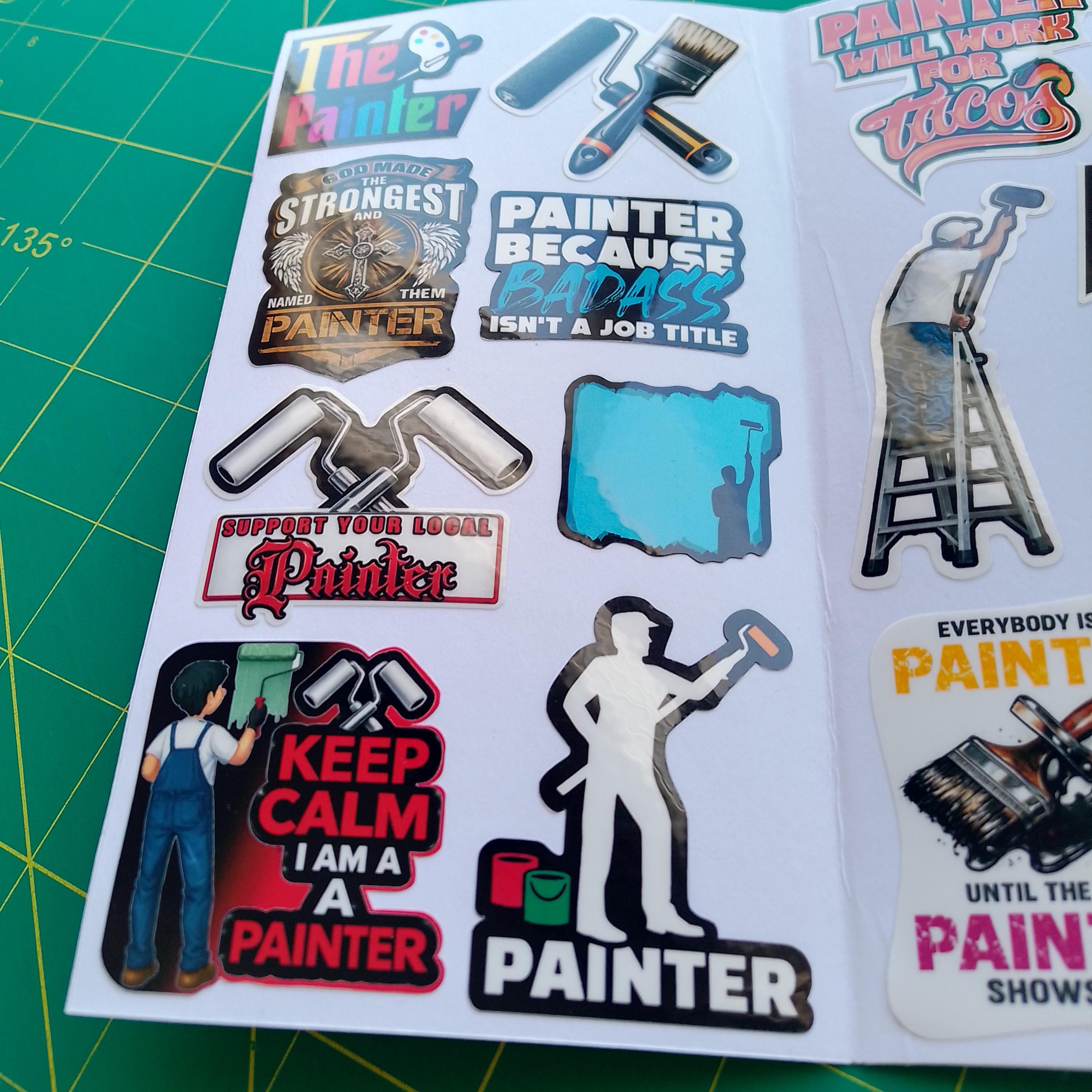 Funny Painter Sticker Pack – 20+ Waterproof Vinyl Tool Stickers