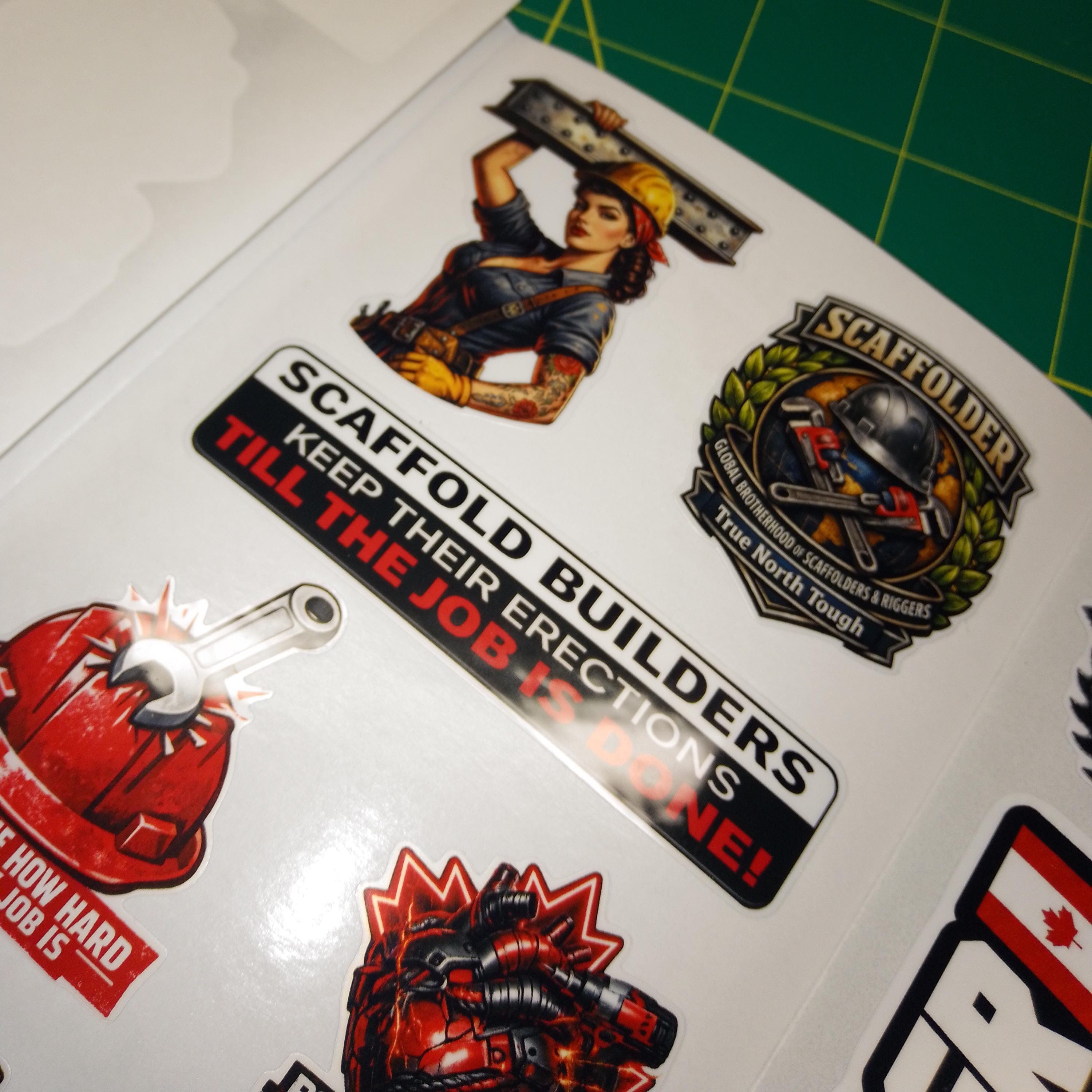 Canadian Scaffolder Sticker Pack – 30+ Waterproof Construction Stickers