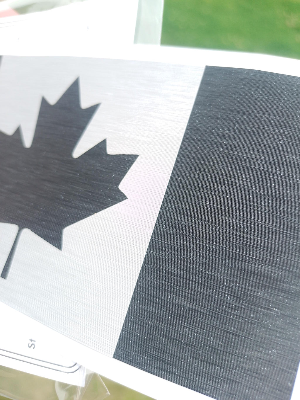 Canada Flag Decal – Brushed Black 3M Vinyl with Silver Maple Leaf