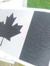 Canada Flag Decal – Brushed Black 3M Vinyl with Silver Maple Leaf